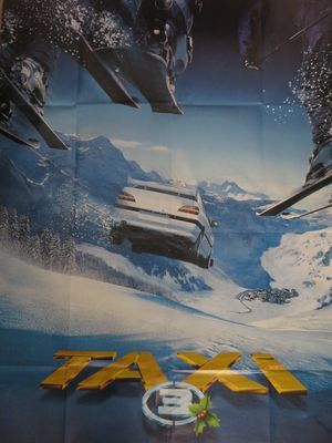 une grande affiche de film représentant un snowboardeur