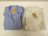 two shirts that are sitting next to each other on a table