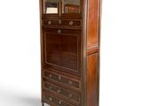 an image of a tall wooden cabinet with glass doors