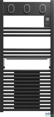 une image représentant un sèche-serviettes noir sur fond blanc