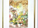a picture of a watercolor painting of a flower shop
