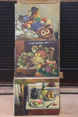 Max TOUTAIN (1935-2006) lot de trois huiles sur toile représ…