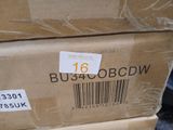 a box with a barcode on it sitting on the ground