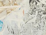 une image représentant un tableau représentant un paysage de montagne avec une personne à cheval