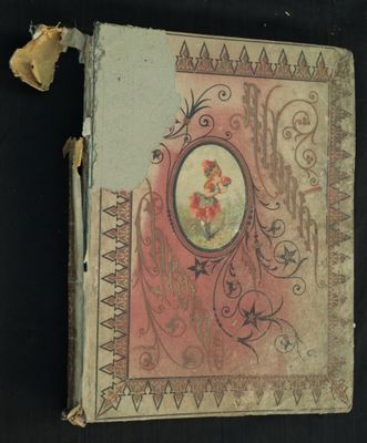 un vieux livre sur lequel figure l'image d'une fleur
