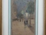 an image of a painting of people walking down a street