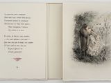 an open book with a picture of a man and a woman