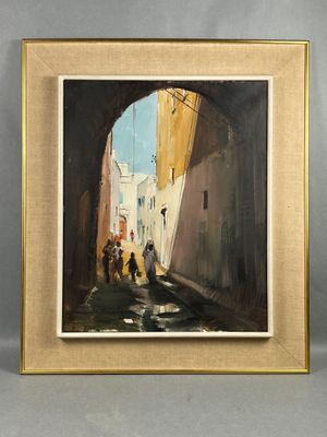 Christiane LEVRAT (1921-2022). Ruelle animée au Maroc.