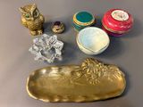 a lot of gold items on a table