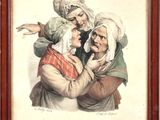 an old picture of a woman hugging a man with a child