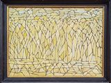 painting of a painting of a field of grass with a black frame
