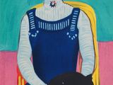 an image of a painting of a woman sitting in a chair with a cat