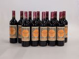 six bouteilles de vin rouge alignées