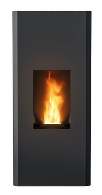 a close up of a fireplace with a fire in it