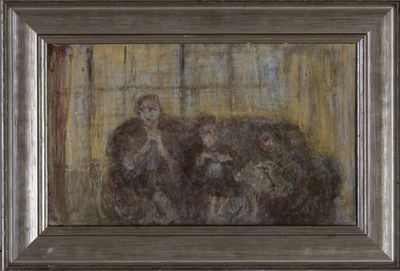 Hervé THIBAULT (né en 1944) Trois femmes tricotant Huile sur… - Photo 1