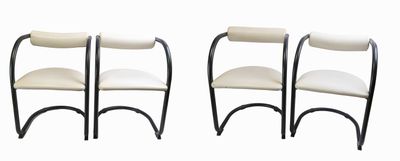 Suite de quatre fauteuils modernes, assise et dossier roulea…