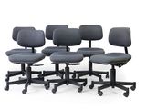 six office chairs with wheels on a white background with a white background