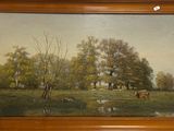 une image d'une peinture de vaches dans un champ