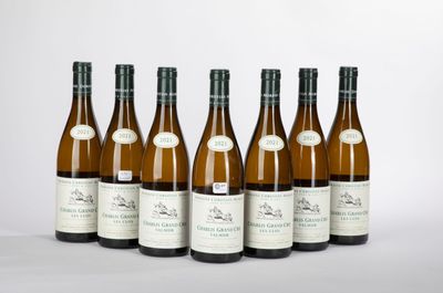 six bouteilles de vin blanc alignées