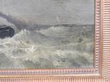a picture of a painting of a boat in the water