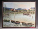 une image d'une peinture de bateaux sur l'eau