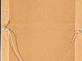 an old picture of a brown box with a rope on it with the word 1908 written on it