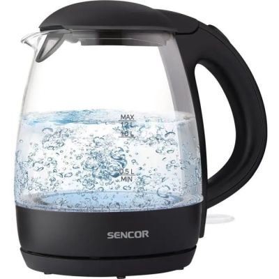 an image of a glass kettle with water in it on a white background