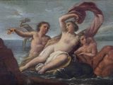 painting of a group of naked men in a body of water