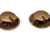 pair of brass screws on a white background