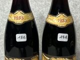 deux bouteilles de vin posées l'une à côté de l'autre sur un comptoir