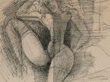 a drawing of a vase with flowers in it