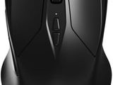 a close up of a black mouse on a white background