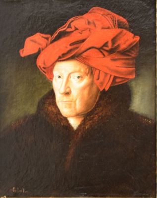 portrait d'un homme coiffé d'un turban rouge
