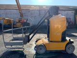 a yellow machine that is parked in a parking lot