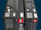 two boxes of lego speed cars sitting on a table