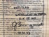 an old newspaper page with writing on it with a picture of a man