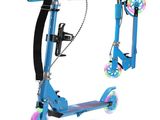 un scooter bleu muni de roues
