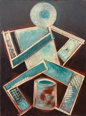 une image représentant un tableau d'un homme tenant une tasse de café