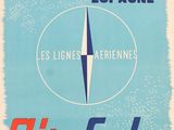 an old poster of a plane with a compass on it ' s side