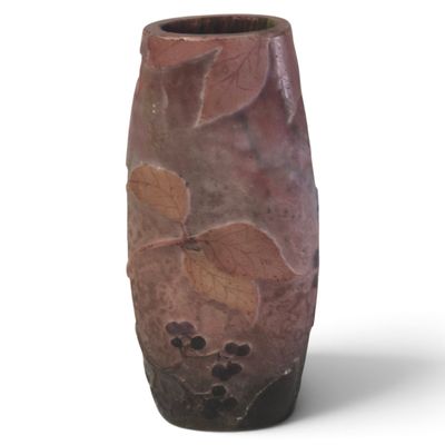 un vase contenant une plante, posé sur une surface blanche