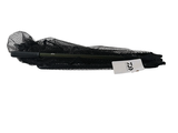 a black zipper bag with a tag on it
