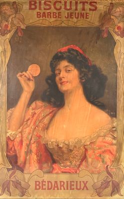 tableau représentant une femme tenant un biscuit dans la main droite