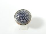 silver ring with blue stones on a white background
