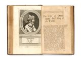 un vieux livre sur lequel figure l'image d'un homme portant un turban