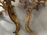 pair of antique brass candelabs with birds and flowers
