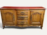 buffet ancien en chêne français avec plateau en marbre rouge