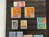 a picture of a picture of a wall with stamps on it