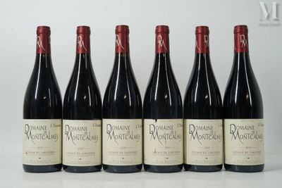 six bouteilles de vin rouge sont alignées sur une table