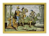 un tableau représentant un groupe d'hommes vêtus de costumes médiévaux