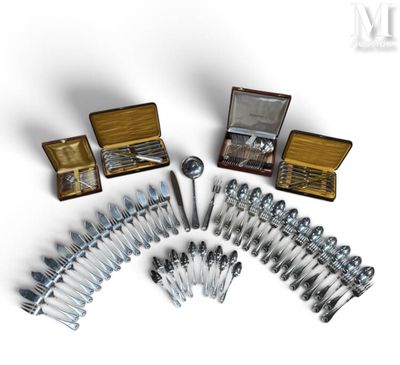 a lot of silverware in a case on the table